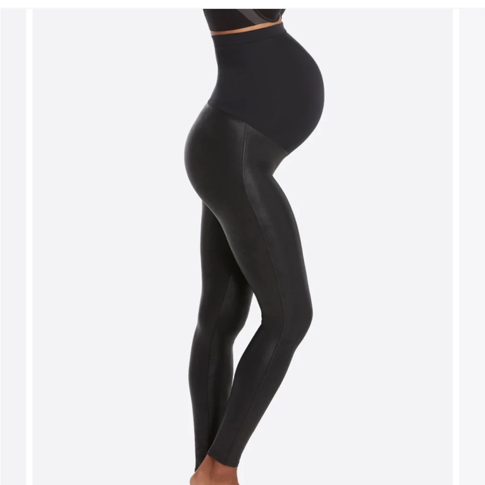 Spanx Faux Leather Maternity Mama Leggings size XL